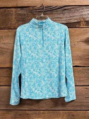 IBKUL 1/4 zip activewear top, aqua blue, Large